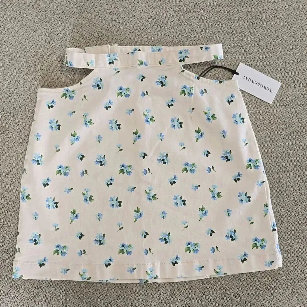Weworewhat Denim Cut Out Floral Skirt - Size XS